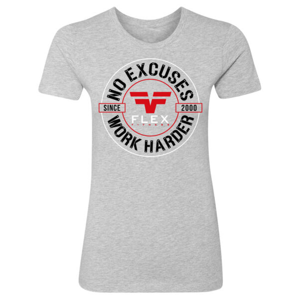 NO EXCUSES WORK HARDER - WOMEN'S FITTED T-SHIRT Thumbnail